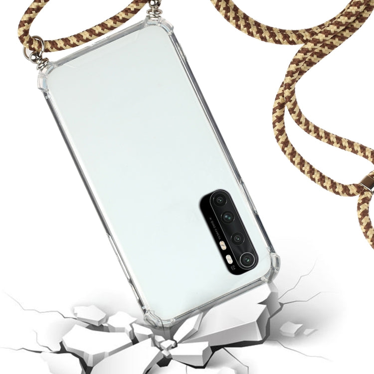 For Xiaomi Mi Note 10 Lite Four-Corner Shockproof Transparent TPU Protective Case with Lanyard