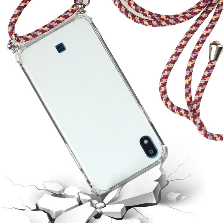 For LG K20 (2019) Four-Corner Shockproof Transparent TPU Protective Case with Lanyard