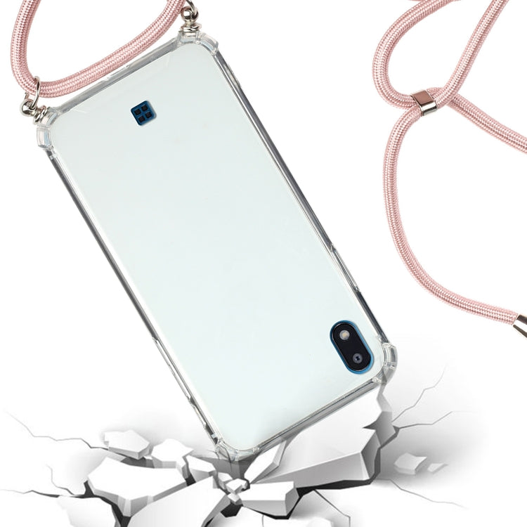 For LG K20 (2019) Four-Corner Shockproof Transparent TPU Protective Case with Lanyard