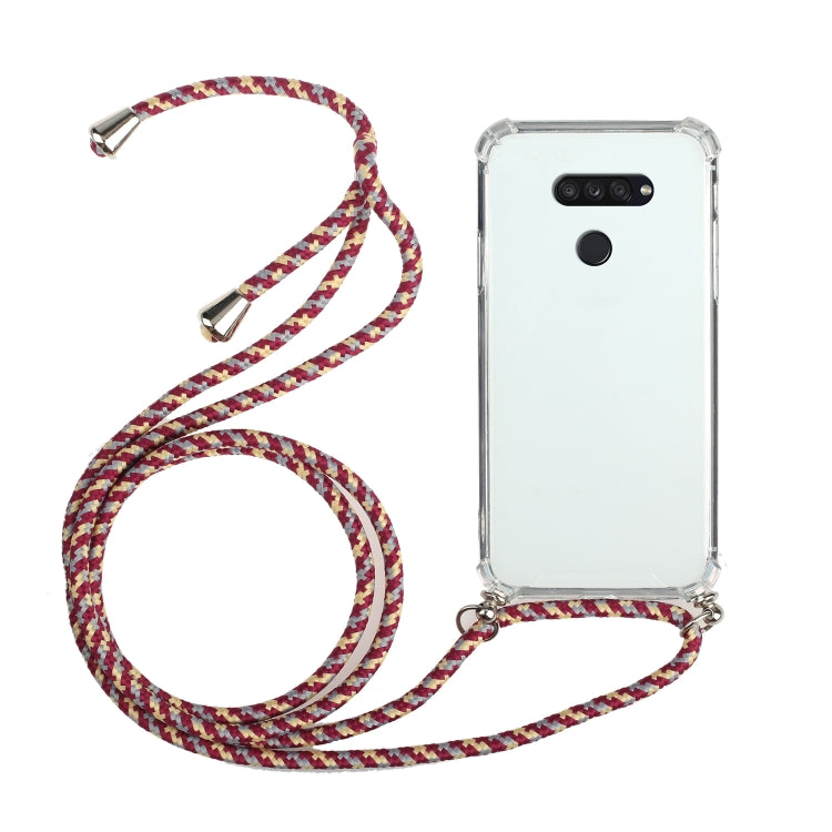 For LG K50S Four-Corner Shockproof Transparent TPU Protective Case with Lanyard