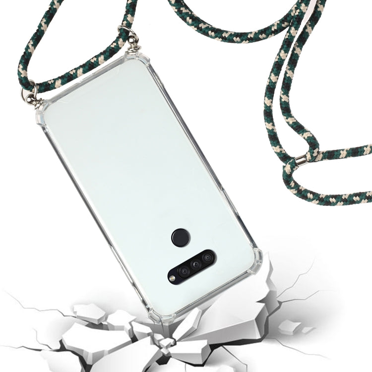 For LG K50S Four-Corner Shockproof Transparent TPU Protective Case with Lanyard