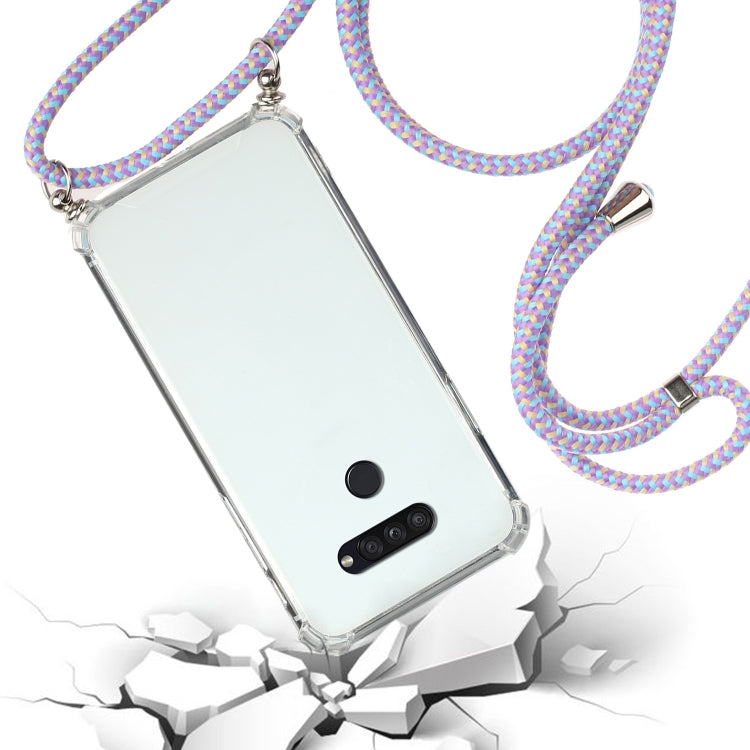 For LG K50S Four-Corner Shockproof Transparent TPU Protective Case with Lanyard