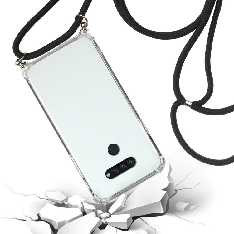 For LG K50S Four-Corner Shockproof Transparent TPU Protective Case with Lanyard