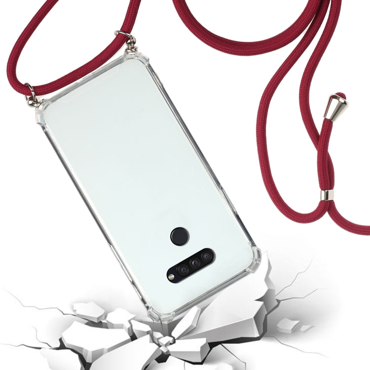 For LG K50S Four-Corner Shockproof Transparent TPU Protective Case with Lanyard