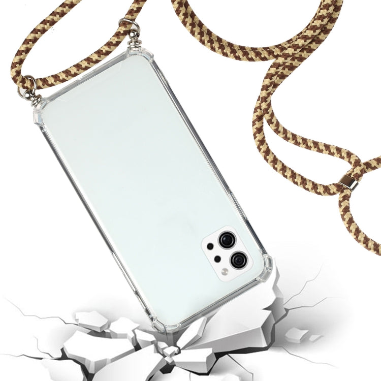 For LG Q92 5G Four-Corner Shockproof Transparent TPU Protective Case with Lanyard