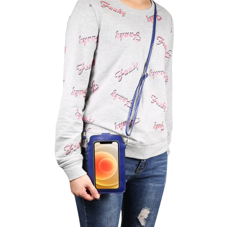 Crazy Horse Textured Riser Touch Screen Phone Case Universal Diagonal Carrying Leather Case Suitable for 5.5-6.9 inch Smartphones