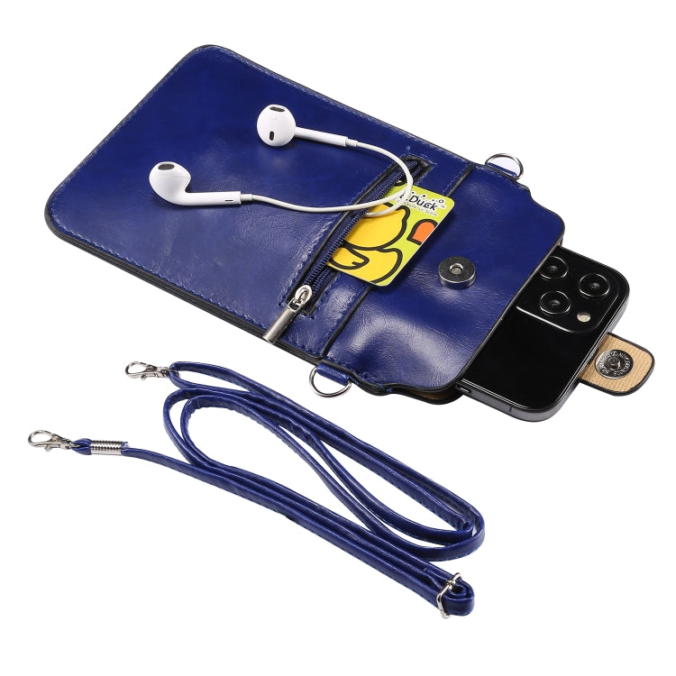 Crazy Horse Textured Riser Touch Screen Phone Case Universal Diagonal Carrying Leather Case Suitable for 5.5-6.9 inch Smartphones