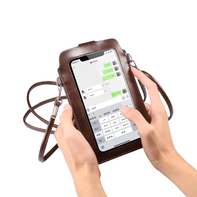 Crazy Horse Textured Riser Touch Screen Phone Case Universal Diagonal Carrying Leather Case Suitable for 5.5-6.9 inch Smartphones