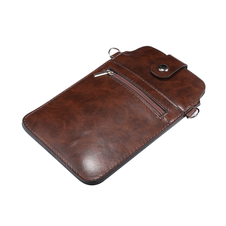 Crazy Horse Textured Riser Touch Screen Phone Case Universal Diagonal Carrying Leather Case Suitable for 5.5-6.9 inch Smartphones