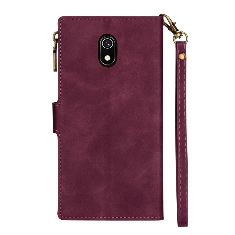 For Xiaomi Redmi 8A Zipper Multi-card Slots Horizontal Flip PU Leather Case with Holder & Card Slots & Wallet & Lanyard & Photo Frame