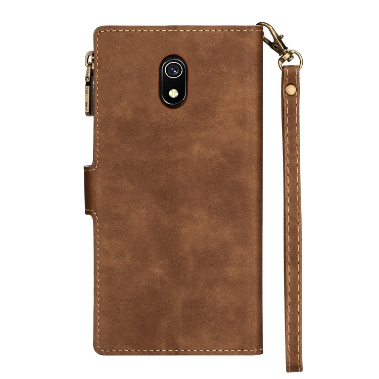 For Xiaomi Redmi 8A Zipper Multi-card Slots Horizontal Flip PU Leather Case with Holder & Card Slots & Wallet & Lanyard & Photo Frame