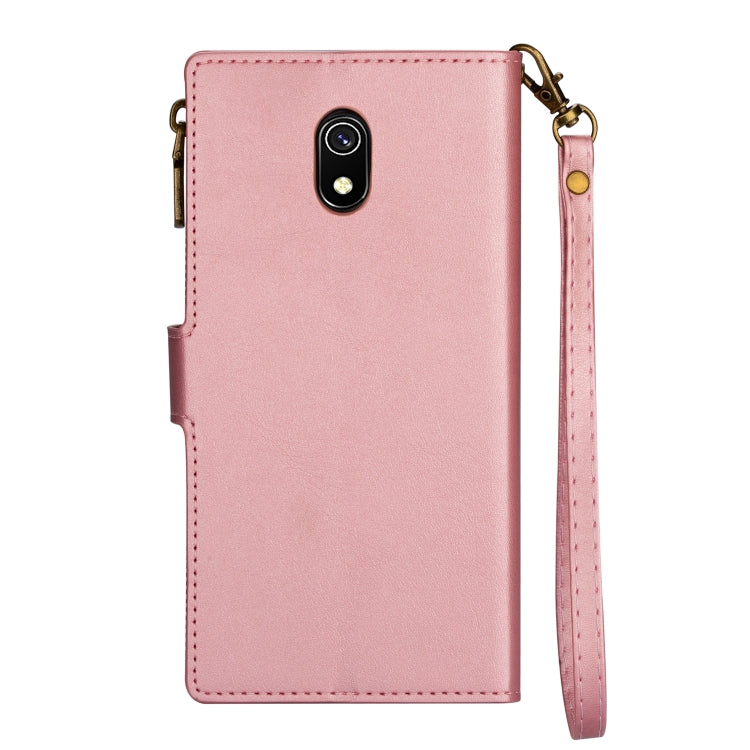 For Xiaomi Redmi 8A Zipper Multi-card Slots Horizontal Flip PU Leather Case with Holder & Card Slots & Wallet & Lanyard & Photo Frame