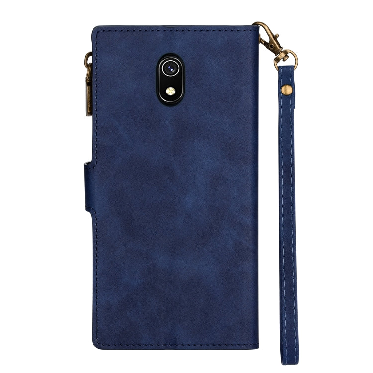 For Xiaomi Redmi 8A Zipper Multi-card Slots Horizontal Flip PU Leather Case with Holder & Card Slots & Wallet & Lanyard & Photo Frame