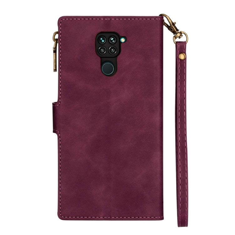 For Xiaomi Redmi 10X 4G Zipper Multi-card Slots Horizontal Flip PU Leather Case with Holder & Card Slots & Wallet & Lanyard & Photo Frame