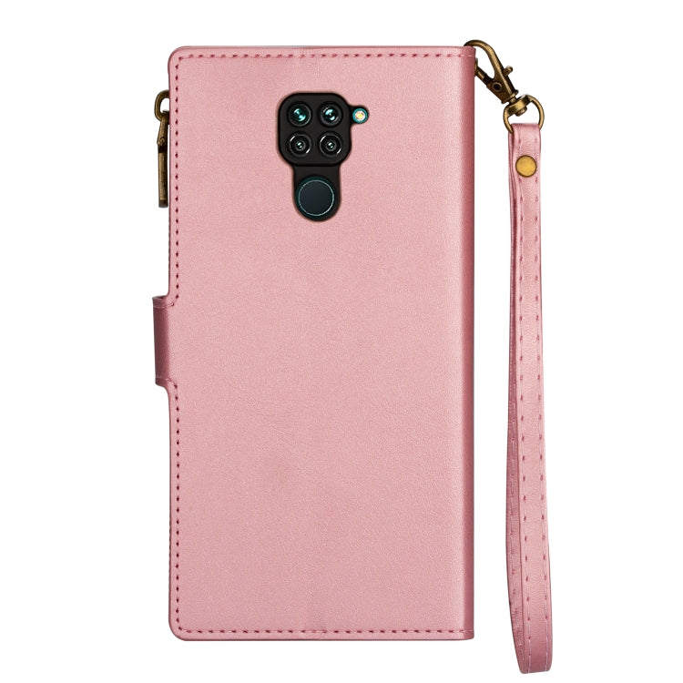 For Xiaomi Redmi 10X 4G Zipper Multi-card Slots Horizontal Flip PU Leather Case with Holder & Card Slots & Wallet & Lanyard & Photo Frame