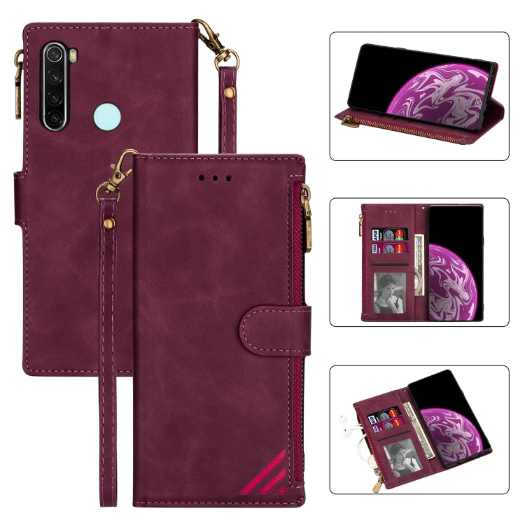 For Xiaomi Redmi Note 8 Zipper Multi-card Slots Horizontal Flip PU Leather Case with Holder & Card Slots & Wallet & Lanyard & Photo Frame