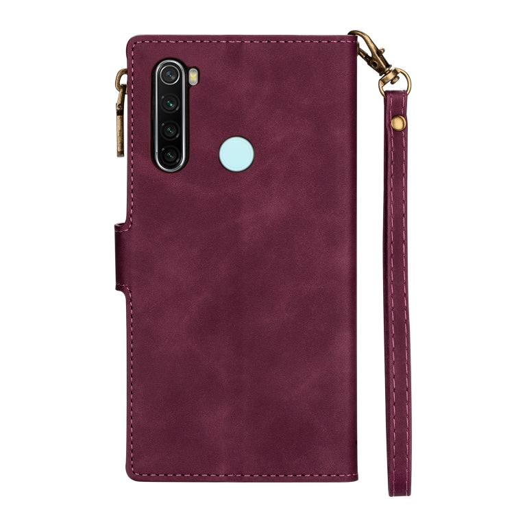 For Xiaomi Redmi Note 8 Zipper Multi-card Slots Horizontal Flip PU Leather Case with Holder & Card Slots & Wallet & Lanyard & Photo Frame