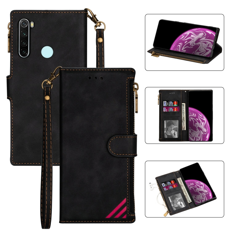 For Xiaomi Redmi Note 8 Zipper Multi-card Slots Horizontal Flip PU Leather Case with Holder & Card Slots & Wallet & Lanyard & Photo Frame