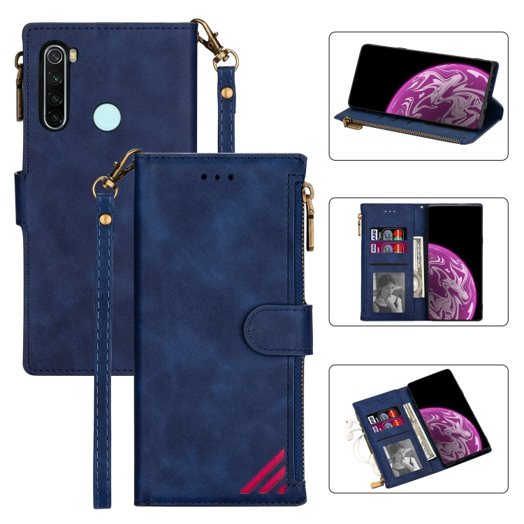For Xiaomi Redmi Note 8 Zipper Multi-card Slots Horizontal Flip PU Leather Case with Holder & Card Slots & Wallet & Lanyard & Photo Frame
