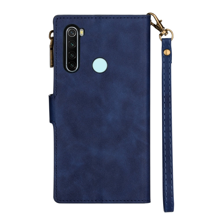 For Xiaomi Redmi Note 8 Zipper Multi-card Slots Horizontal Flip PU Leather Case with Holder & Card Slots & Wallet & Lanyard & Photo Frame