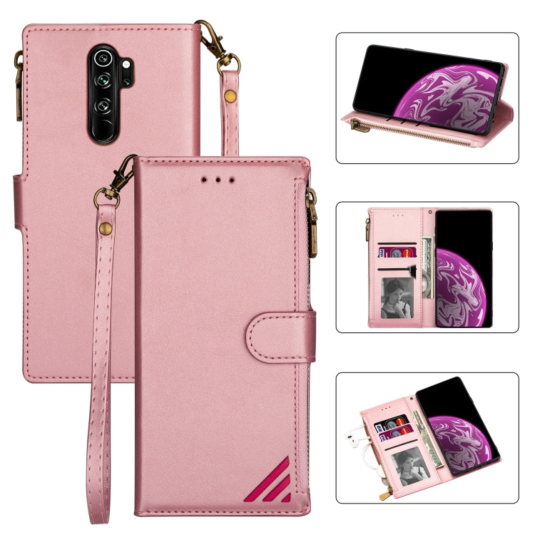 For Xiaomi Redmi Note 8 Pro Zipper Multi-card Slots Horizontal Flip PU Leather Case with Holder & Card Slots & Wallet & Lanyard & Photo Frame