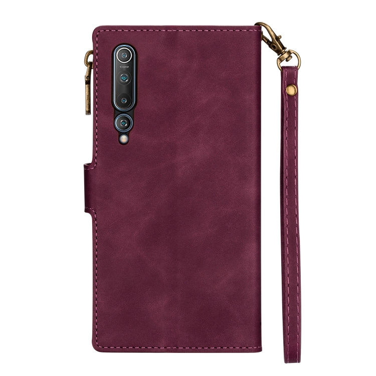 For Xiaomi Mi 10 Zipper Multi-card Slots Horizontal Flip PU Leather Case with Holder & Card Slots & Wallet & Lanyard & Photo Frame