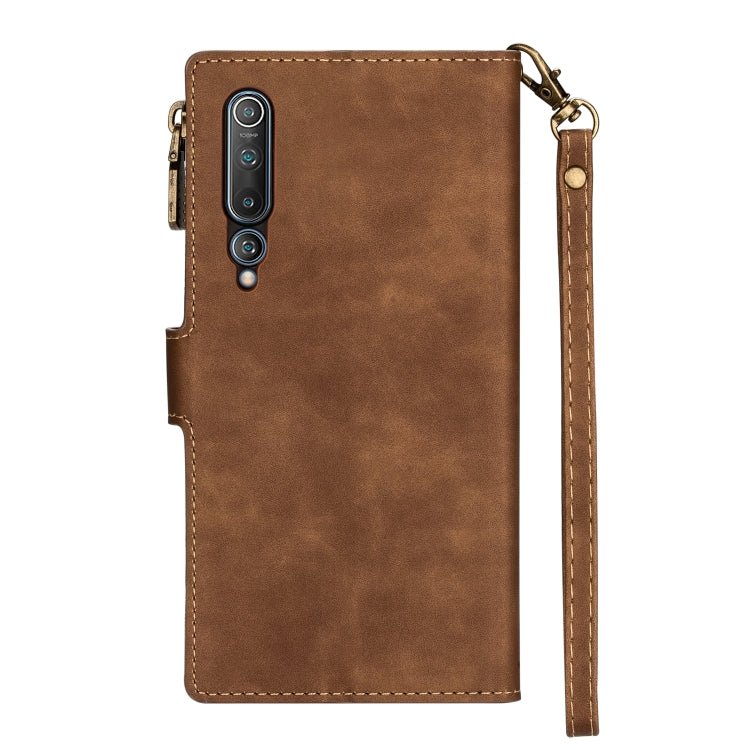 For Xiaomi Mi 10 Zipper Multi-card Slots Horizontal Flip PU Leather Case with Holder & Card Slots & Wallet & Lanyard & Photo Frame