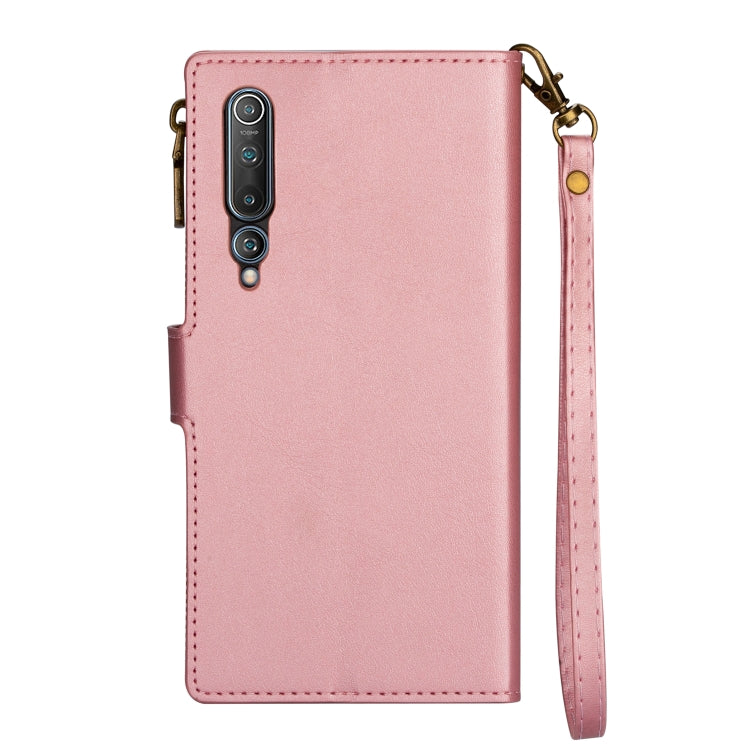 For Xiaomi Mi 10 Zipper Multi-card Slots Horizontal Flip PU Leather Case with Holder & Card Slots & Wallet & Lanyard & Photo Frame