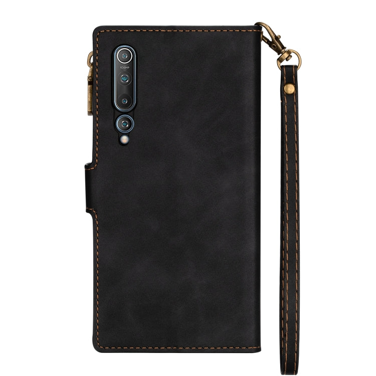 For Xiaomi Mi 10 Zipper Multi-card Slots Horizontal Flip PU Leather Case with Holder & Card Slots & Wallet & Lanyard & Photo Frame