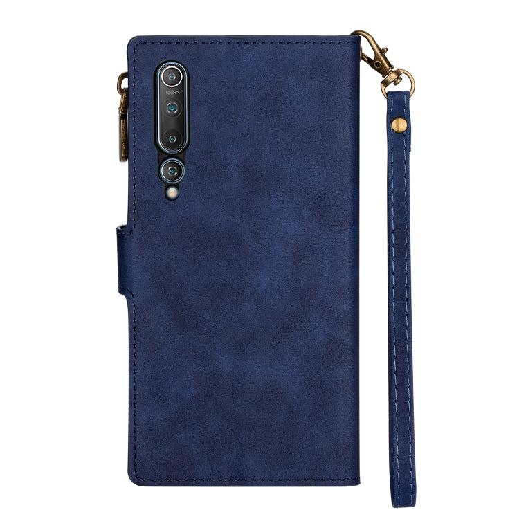 For Xiaomi Mi 10 Zipper Multi-card Slots Horizontal Flip PU Leather Case with Holder & Card Slots & Wallet & Lanyard & Photo Frame