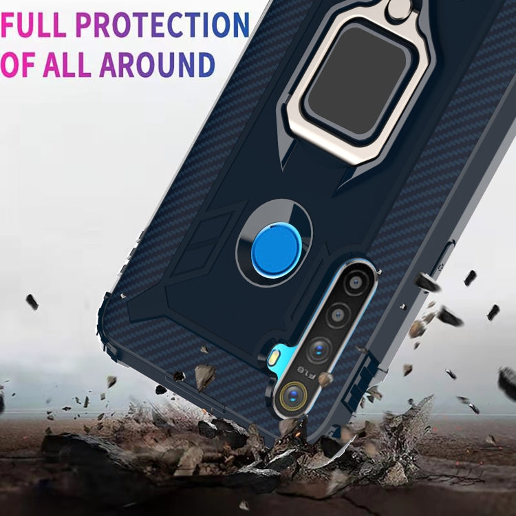 For OPPO Realme 6i Carbon Fiber Protective Case with 360 Degree Rotating Ring Holder(Blue)