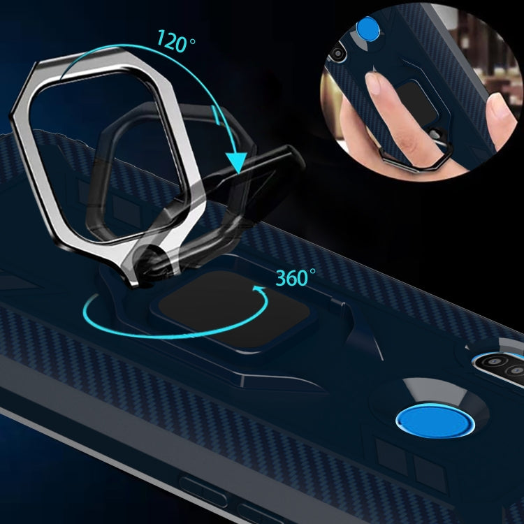 For OPPO Realme 6i Carbon Fiber Protective Case with 360 Degree Rotating Ring Holder(Blue)