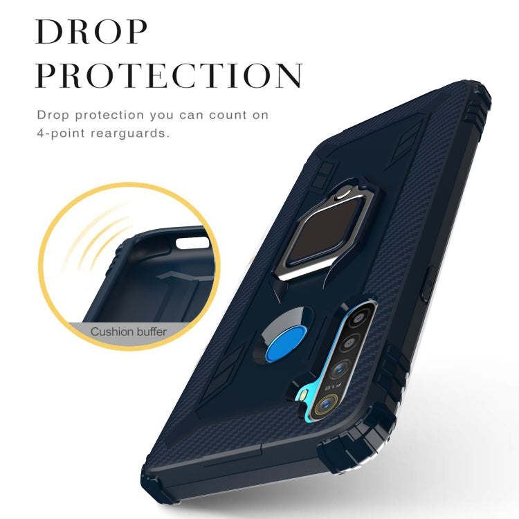 For OPPO Realme 6i Carbon Fiber Protective Case with 360 Degree Rotating Ring Holder(Blue)