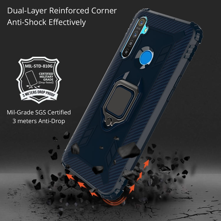For OPPO Realme 6i Carbon Fiber Protective Case with 360 Degree Rotating Ring Holder(Blue)