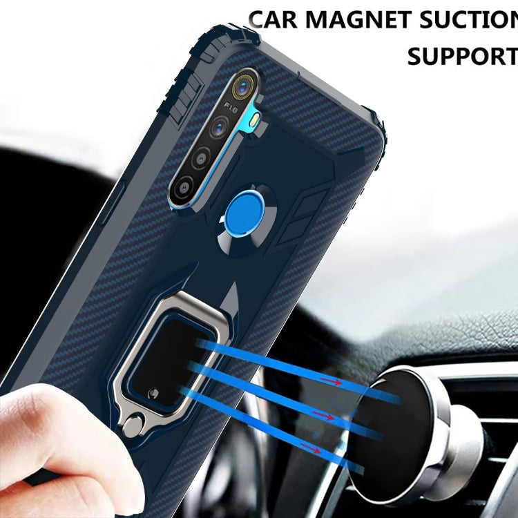 For OPPO Realme 6i Carbon Fiber Protective Case with 360 Degree Rotating Ring Holder(Blue)