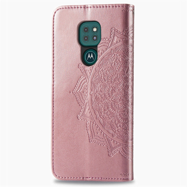 For Motorola Moto G9 Play Embossed Mandala Pattern TPU + PU Horizontal Flip Leather Case with Holder & Three Card Slots & Wallet