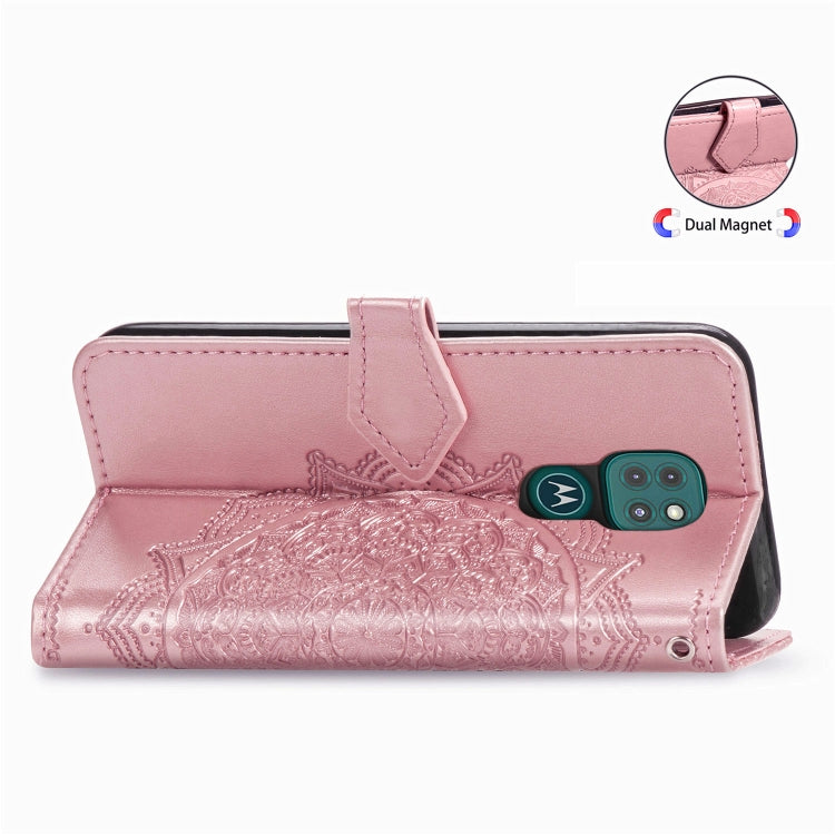 For Motorola Moto G9 Play Embossed Mandala Pattern TPU + PU Horizontal Flip Leather Case with Holder & Three Card Slots & Wallet