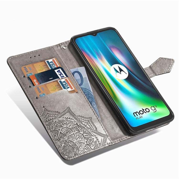 For Motorola Moto G9 Play Embossed Mandala Pattern TPU + PU Horizontal Flip Leather Case with Holder & Three Card Slots & Wallet