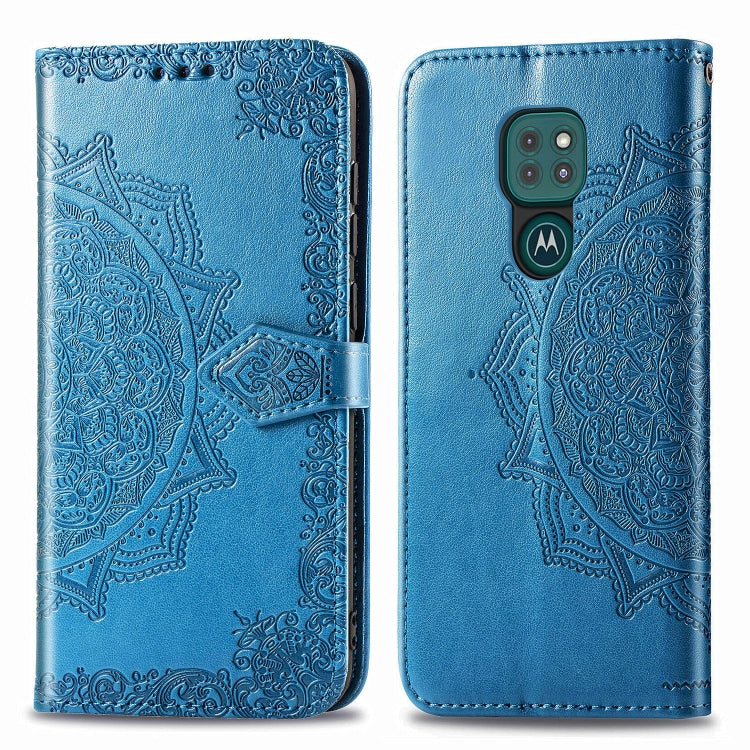 For Motorola Moto G9 Play Embossed Mandala Pattern TPU + PU Horizontal Flip Leather Case with Holder & Three Card Slots & Wallet