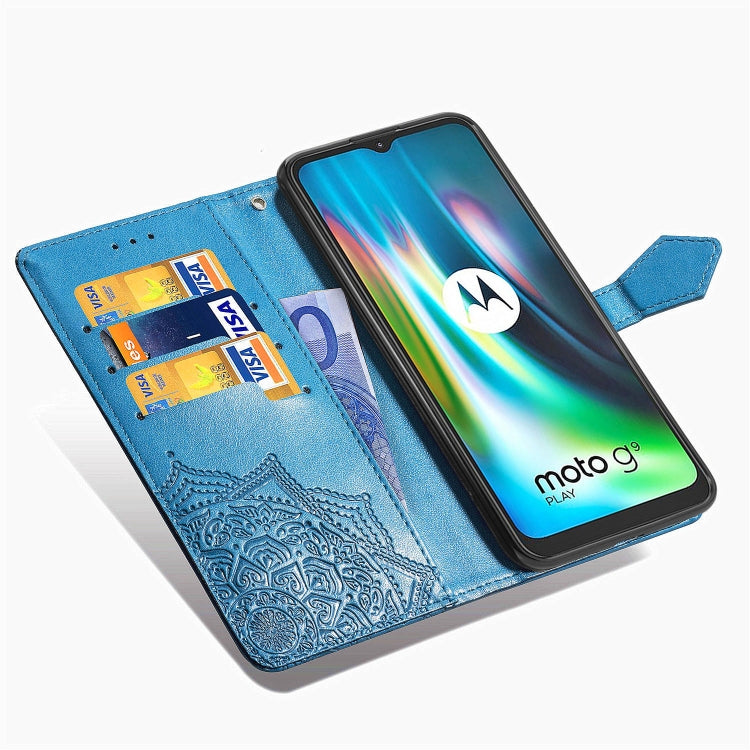 For Motorola Moto G9 Play Embossed Mandala Pattern TPU + PU Horizontal Flip Leather Case with Holder & Three Card Slots & Wallet
