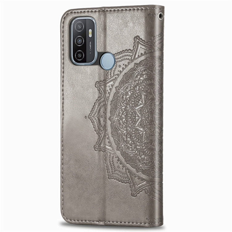 For OPPO A53 2020 Embossed Mandala Pattern TPU + PU Horizontal Flip Leather Case with Holder & Three Card Slots & Wallet