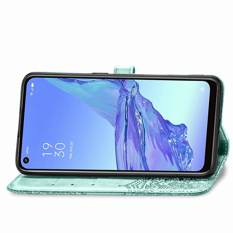 For OPPO A53 2020 Embossed Mandala Pattern TPU + PU Horizontal Flip Leather Case with Holder & Three Card Slots & Wallet