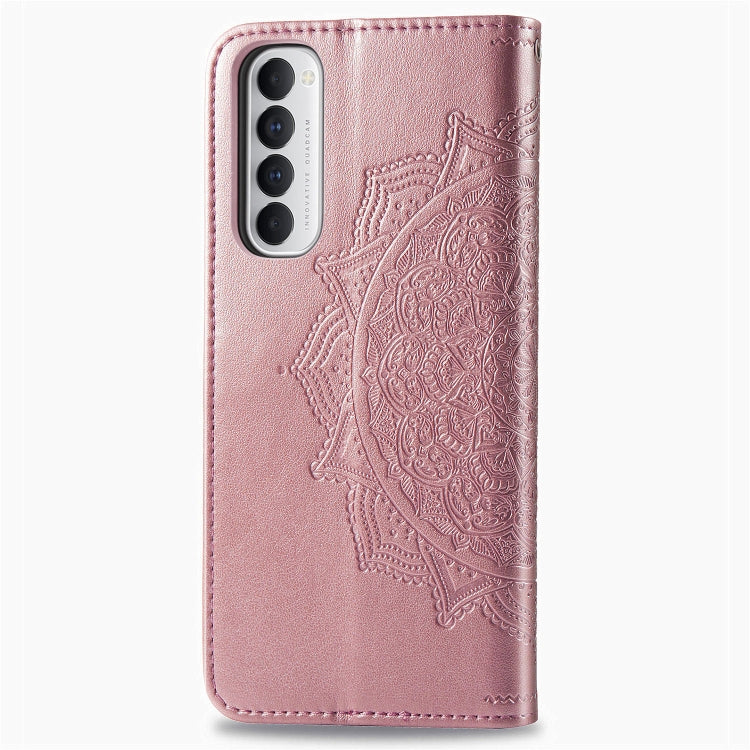 For OPPO Reno4 Pro 4G Embossed Mandala Pattern TPU + PU Horizontal Flip Leather Case with Holder & Three Card Slots & Wallet