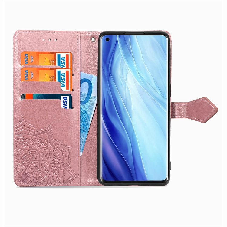 For OPPO Reno4 Pro 4G Embossed Mandala Pattern TPU + PU Horizontal Flip Leather Case with Holder & Three Card Slots & Wallet