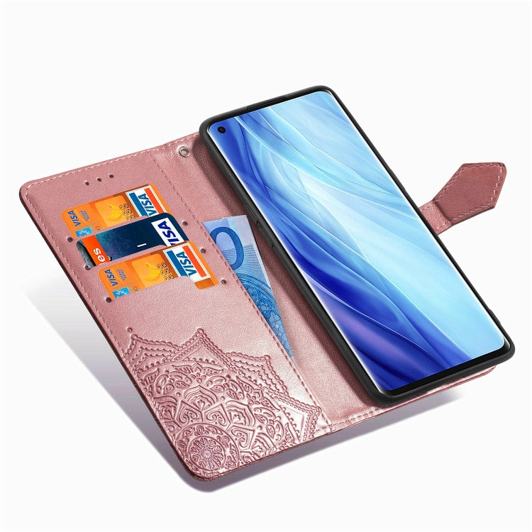 For OPPO Reno4 Pro 4G Embossed Mandala Pattern TPU + PU Horizontal Flip Leather Case with Holder & Three Card Slots & Wallet