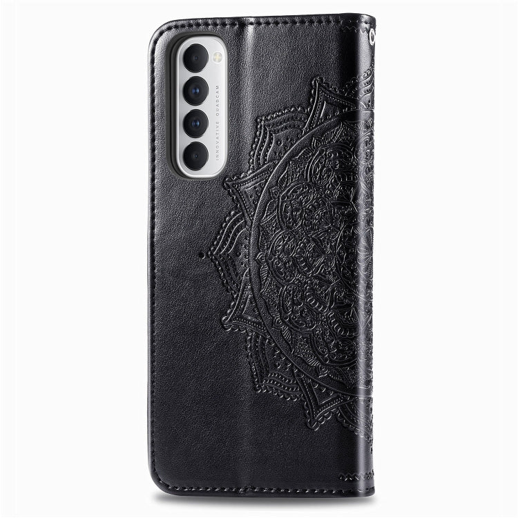 For OPPO Reno4 Pro 4G Embossed Mandala Pattern TPU + PU Horizontal Flip Leather Case with Holder & Three Card Slots & Wallet