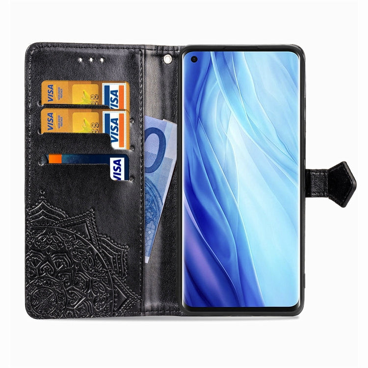For OPPO Reno4 Pro 4G Embossed Mandala Pattern TPU + PU Horizontal Flip Leather Case with Holder & Three Card Slots & Wallet