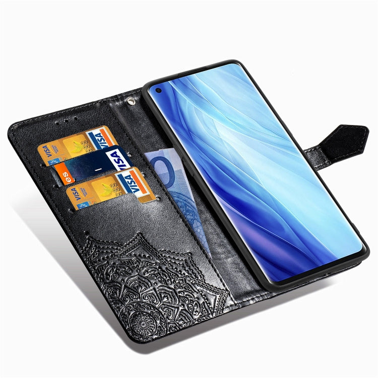 For OPPO Reno4 Pro 4G Embossed Mandala Pattern TPU + PU Horizontal Flip Leather Case with Holder & Three Card Slots & Wallet