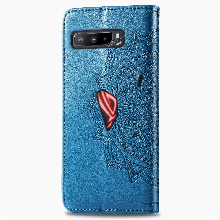 For Asus ROG Phone 3 ZS661KS Embossed Mandala Pattern TPU + PU Horizontal Flip Leather Case with Holder & Three Card Slots & Wallet