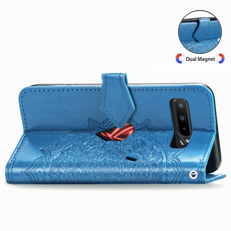 For Asus ROG Phone 3 ZS661KS Embossed Mandala Pattern TPU + PU Horizontal Flip Leather Case with Holder & Three Card Slots & Wallet
